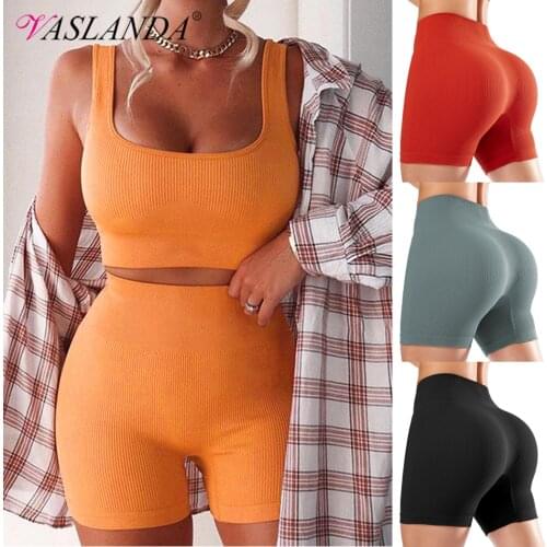 Women Ribbed Sport Shorts Ruched Butt Lifting Gym Shorts Compression Running Shorts High Waist Tummy Control Workout Leggings