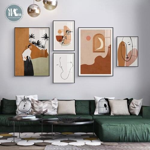 Nordic Geometric line figures Morandi color abstract Wall Poster Print Modern Canvas Painting Art Living Room Decor Pictures