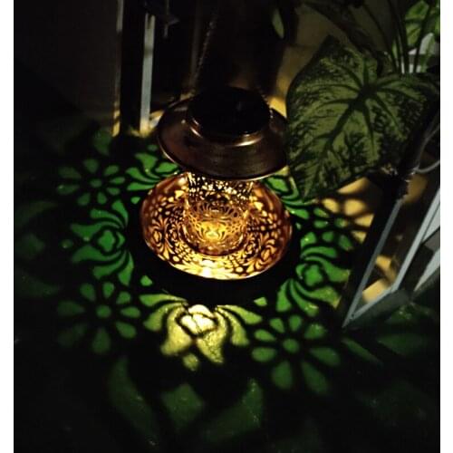 Solar Energy Bird Feeder Waterproof Solar Light Wild Hanging Bronze Metal Tray Solar Lantern for Outdoors Garden Tree Decoration