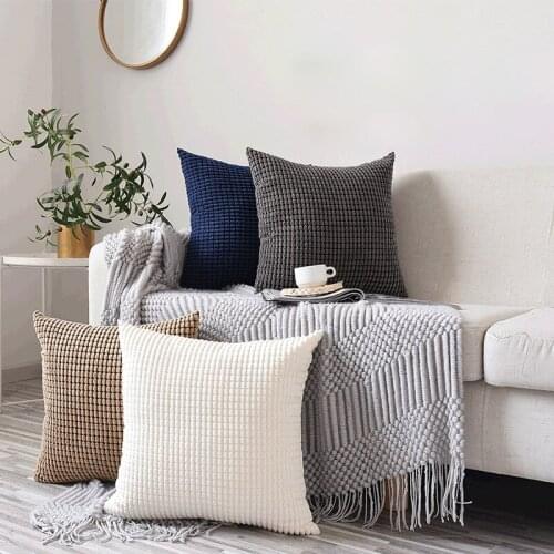 Modern Soft Velvet Niblet Cushion Covers 45x45 for Sofa Couch Bed Living Room White Home Decor Solid Throw Pillow Covers Cases