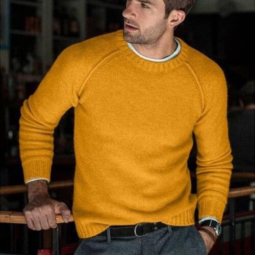Mens Knitted Casual Sweater Pullovers Slim Fit Pure Color Social Male Basic Clothes Sweatshirts Autumn Winter Round Neck Tops