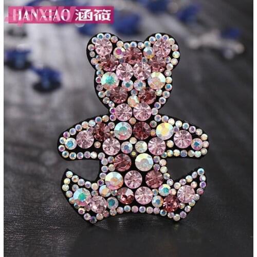 Korean version of hair clips bear hair accessories leather full drill ornaments Crystal ball head plate hair card clip