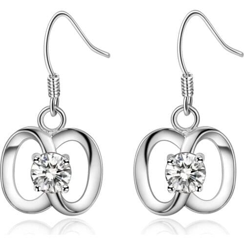 Apple shiny zircon high quality Silver Earrings for women fashion jewelry earrings /FRXMPWHV SPHOEPJK
