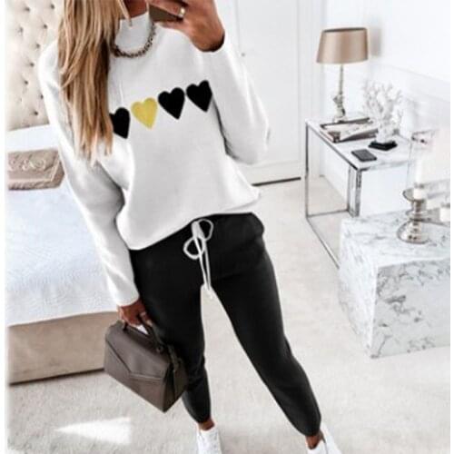 Womens Sequin Splicing Pants Suit Eye Print Long Sleeve Top Drawstring Trousers 2 Piece Set Women 2021 Spring Autumn Casual Set