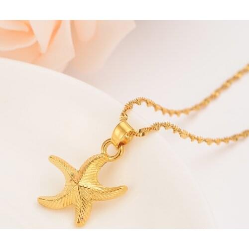 Gold Necklace with starfish Pendant Women Loverss Jewelry Valentines Gift Sweater chain Romanti Fancy Accessories charms Bijoux