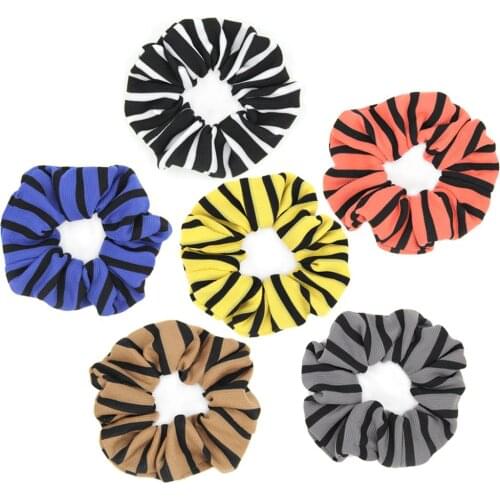 Furling Girl 1PC Nylon vertical Striped Printing Hair Scrunchies Ponytail Holder Hair ties Elastic Casual Cloth Hair Bands