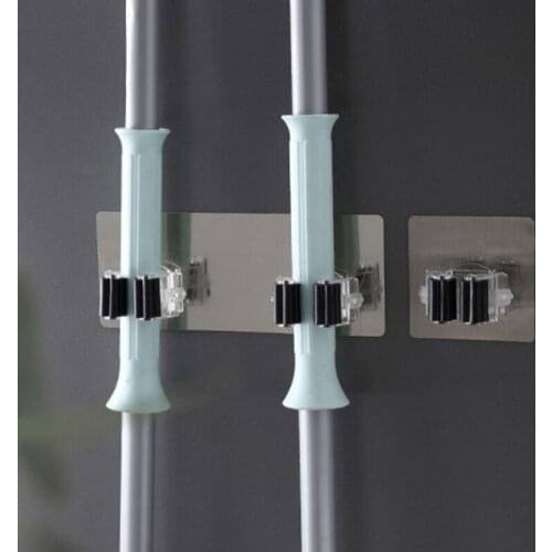 1pcs New Multifunctional Self-Adhesive Seamless Stickers Mop Rack Kitchen Broom Rack Kitchen Bathroom Hooks Mounted Wall Hook