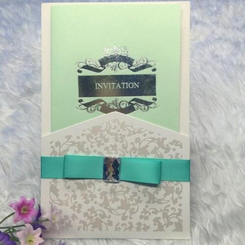 20pcs/pack Creative Cards Ribbon Crystal Invitations Universal Invitations Business Birthday Wedding Invitation Card Celebration