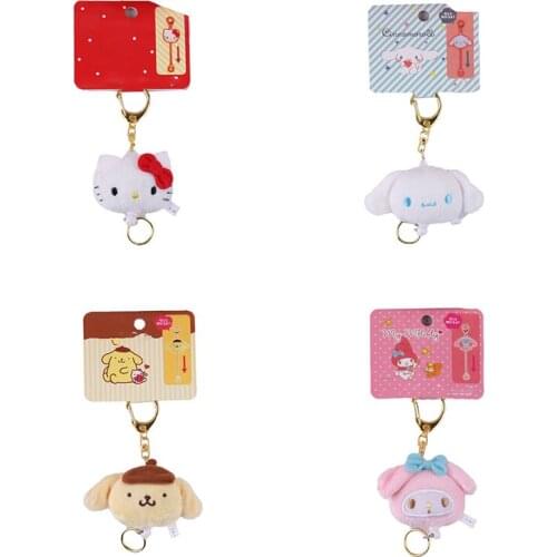 4 Styles Cute Cartoon Plush Toys Kawaii Cinnamoroll Kitty My Melody Charmmy Purin Soft Stuffed Plush Keychain Kids Toy Girl Gift