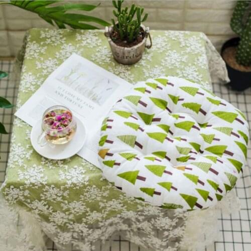 40cm Boho Style Round Sofa Chairs Floor Pillow Leaves Geometric Patterns Thick Filled Tatami Stool Seat Cushion Pads