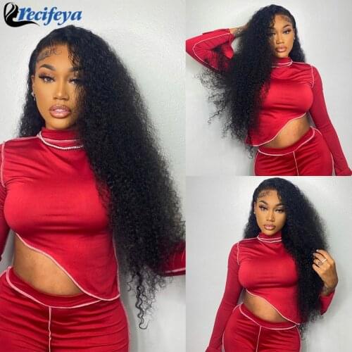 Brazilian Kinky Curly Lace Front Wigs 30 Inch Transparent Kinky Curly Human Hair Lace Closure Wig Remy Curly Human Hair Wigs