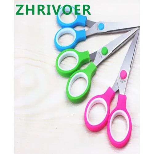 Color plastic handle hand scissors stainless steel office scissors students paperscissors children safety scissors customization