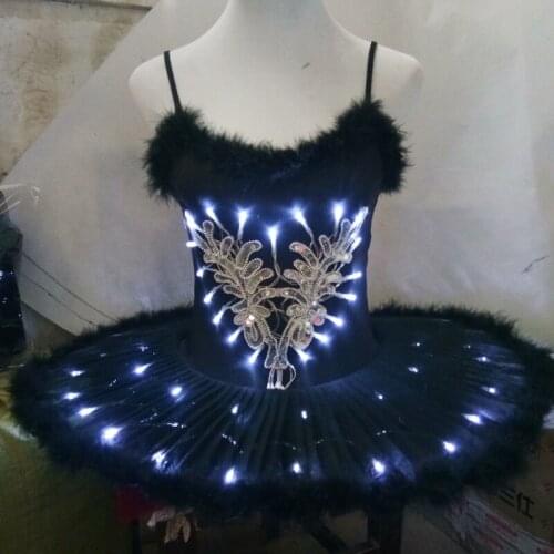 Children Luminous Swan Lake Suit Kids Ballet Tutu Pettiskirt LED Ballerine Dress Professional Tutu Performance Clothing