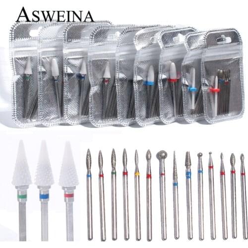 Milling Cutter for Manicure Ceramic Diamond Nail Art Drill Bits Mill Cutters for Remove Nail Gel Polish Manicure Machine Tools