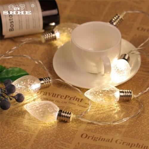 Battery Operated String Lights 2.5M 20 LED Strawberry C7 Fairy Lights for Bedroom Christmas Wedding Party Holiday Decoration
