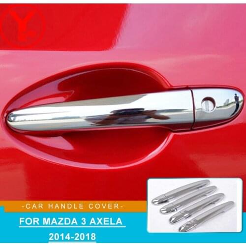 Chrome Door Handle Cover Cap Catch Trim Molding Garnish Overlay For Mazda 3 Axela M3 2014 2015 2016 2017 LHD YCSUNZ
