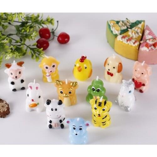 Simulation 12 Chinese zodiac handmade Boutique candle Tiger with crown Creative toys Childrens birthday Valentines Day gifts