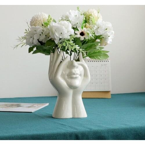 Ceramic Vases Human Face Hands Modern Abstract Elegant Sculpture Home Decoration