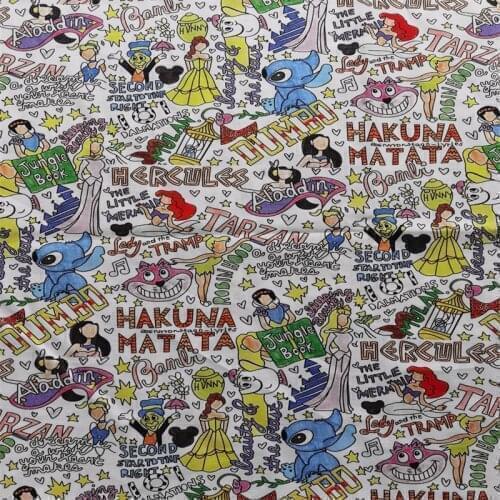 Disney Cartoon Collection Dumbo Stitch 100% Cotton Fabric for Boy Clothes Hometextile Cushion Cover Backpack Needlework DIY