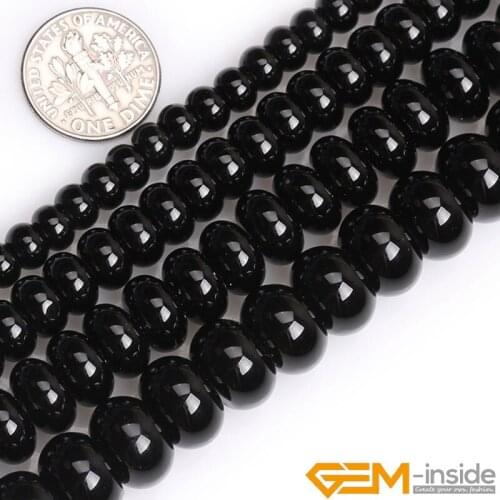 Rondelle Spacer Black Agates Beads Natural Stone Beads DIY Loose Beads For Jewelry Making Strand 15 Inches Free Shipping