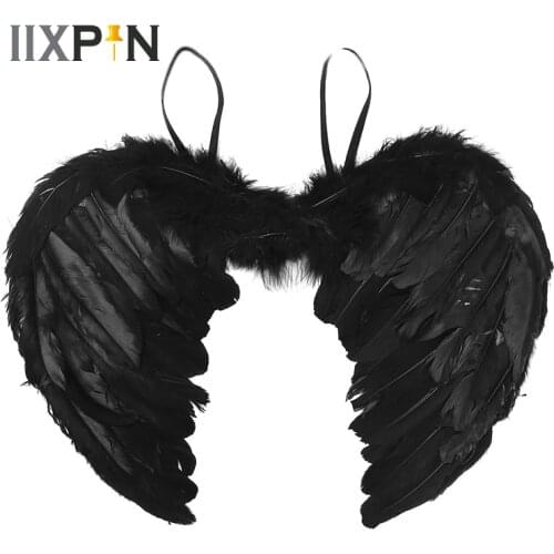 IIXPIN Real Feather Angel Wings Fairy Dance Party Costume Angel Cosplay Dress Up Masquerage Dance Stage Performance Props Wings