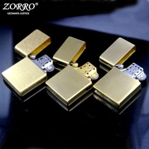 Zorro Brass Kerosene Lighter Ultra-Thin Retro Personality Creative Cotton Oil Machine Can Be DIY Cigarettes Smoking Gadgets