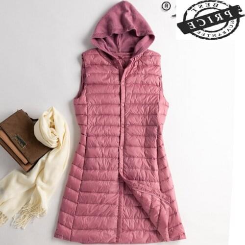 Light Winter Women Down Vest Hooded Korean 5XL Womens Down Jackets Sleeveless Coat Woman Clothes Doudoune Longue Femme 22