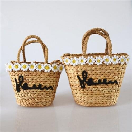 British style small daisies new flowers straw bag handbag woven bag gourd grass hand shoulder bag