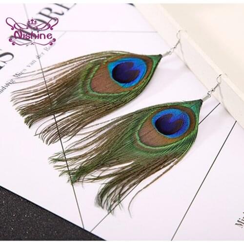 Nishine Peacock Feather Hook Eardrop Temperament Earring Stud Earrings Jewelry Accessories Clothing Decoration Birthday Gifts