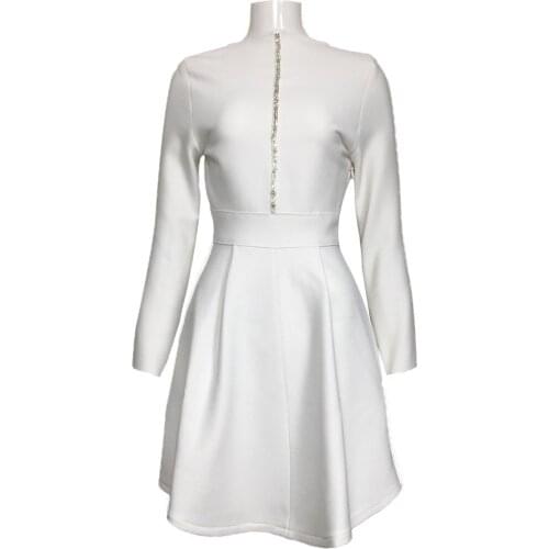 2021 New Spring Women Dress Bandage Sexy Summer Elegant Party Dress Long Sleeve Clothes