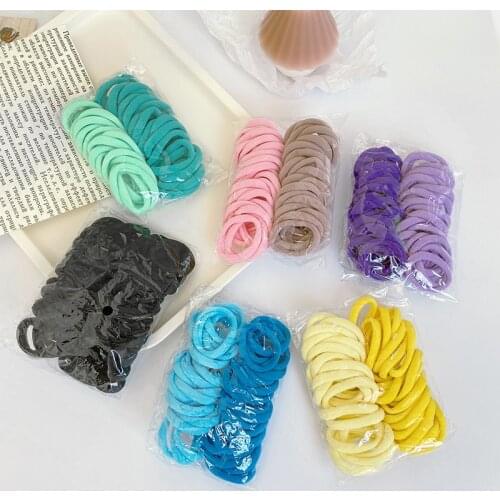 50Pcs/Set New Women Girls Simple Basic Nylon Scrunchie Hair Ties Ponytail Hold Rubber Bands Headband Fashion Hair Accessories