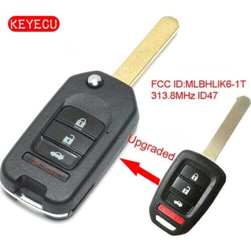 Keyecu Upgraded Flip Remote Key Fob 313.8MHz ID47 Chip 3+1 Button for Honda CRV 2014-2016 / HRV 2016-2017
