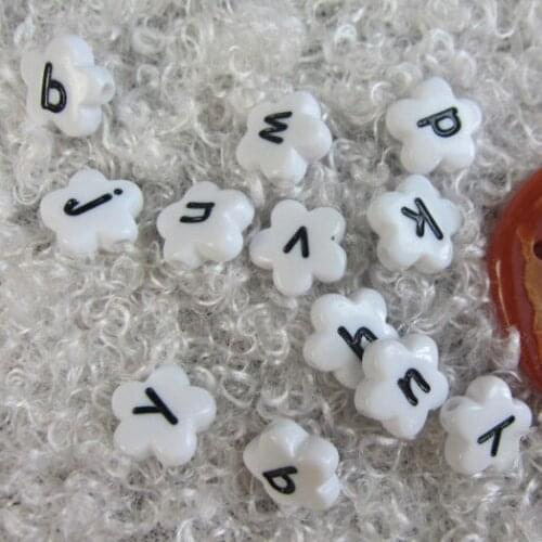 Wholesale 50 Alphabet Acrylic Letter Flower Beads For Loom Band Bracelet 11*4 mm ZM-41