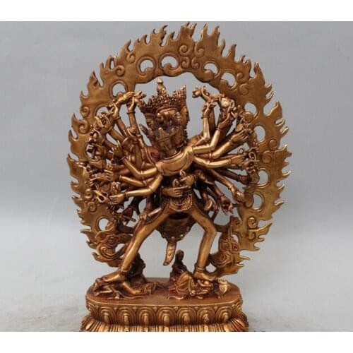 Wholesale factory 12" Tibetan Buddhism Bronze Gild Vajrayogini Vajravarahi Kalachakra Buddha Statu