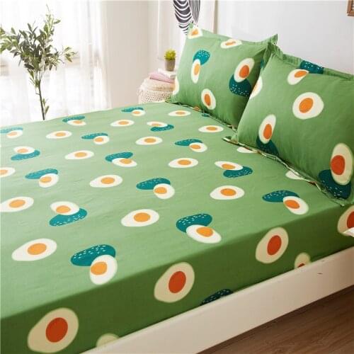 1pc Bed Sheet Without Pillowcase Green Avocado Printed Fitted Sheet Four Corners With Elastic Band 120/150/180cm Bedspread