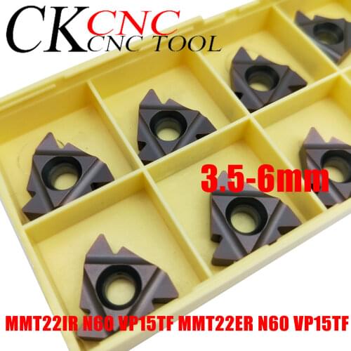 10PCS MMT22IR N60 VP15TF MMT22ER N60 VP15TF 3.5-6mm Thread cutting carbide insert 22ER/22IR for Threading Turning Tool SER /SNL