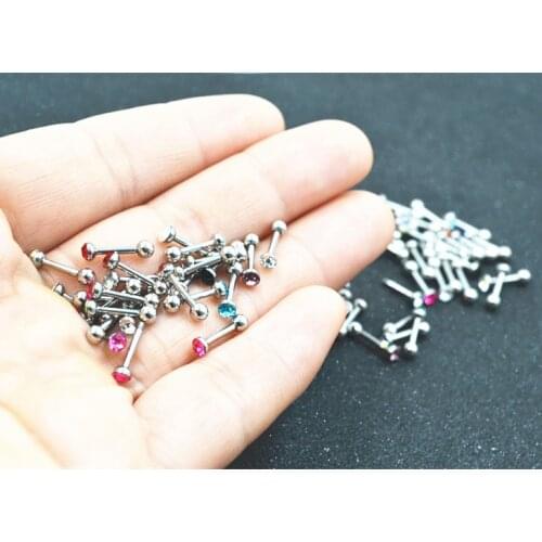 100pcs Free Shippment Body jewelry- 3mm Crystal Gems Ear Stud earring Mix Colors Ear Tragus/Helix Bar/Stud