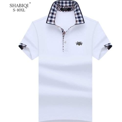 SHABIQI 2021 Fashion Men Polo Shirt Summer Short Sleeve Polos Shirt Mens Striped collar Shirt 95% Cotton Plus Size S-10XL