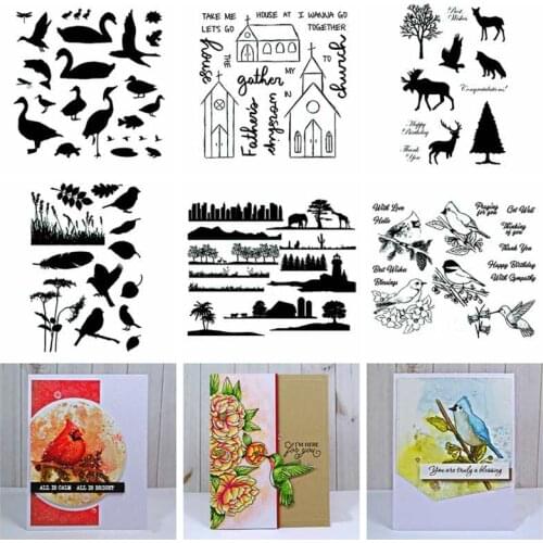 Countryside House Pond Swan Bird Moose Tree Clear Silicone Stamp DIY Scrapbook Album Card Make Crafts Stencil New 2020