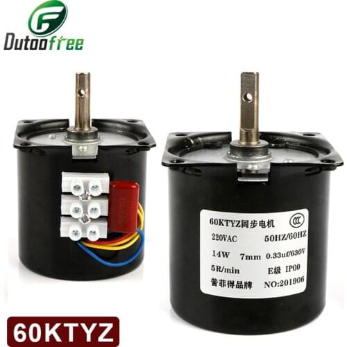 1PC 60KTYZ Permanent Magnet Synchronous Motor AC 220V 14W Synchronous Gear Motor 2.5/5/10/15/20/30/50/60/80/110rpm