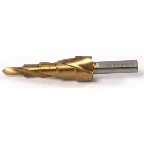 HSS Titanium Spiral Groove Step Drill Cutter Bit Triangle Shank 4mm Step Diameter 4-12mm