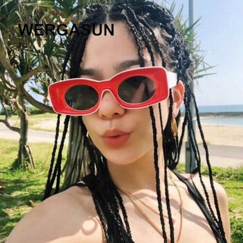 WERGASUN New Square Sunglasses Women Men 2019 Summer Luxury Brand Designer Red Blue Yellow Clear Fashion Frame Sun Glasses UV400