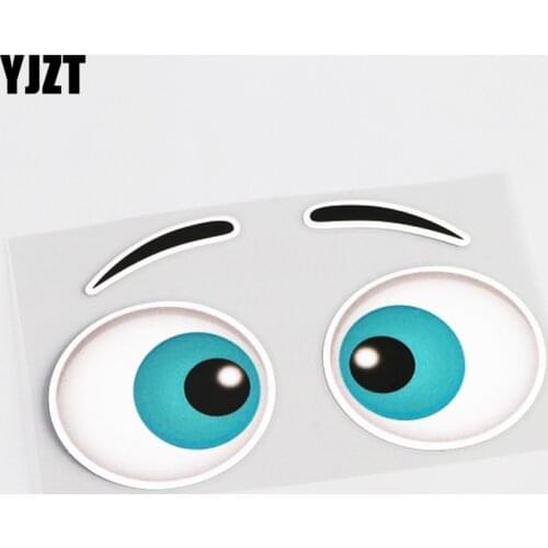 YJZT 14.7CM*8.5CM Funny Car Styling Eye Cartoon Reflective Car Sticker Decal PVC 13-0447