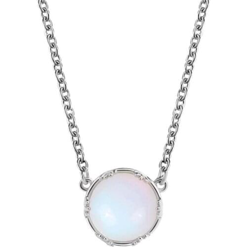 White Chain Charm Moonstone Pendant Copper Necklace For Women Chain On Neck Fashion Jewelry Gifts for Girl