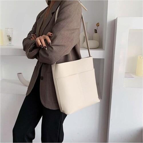 PU Leather Women Shoulder Bags Designer Brand Handbags Large Capacity Crossbody Bag Casual Totes Simply Buckets Bag Purse Pocket