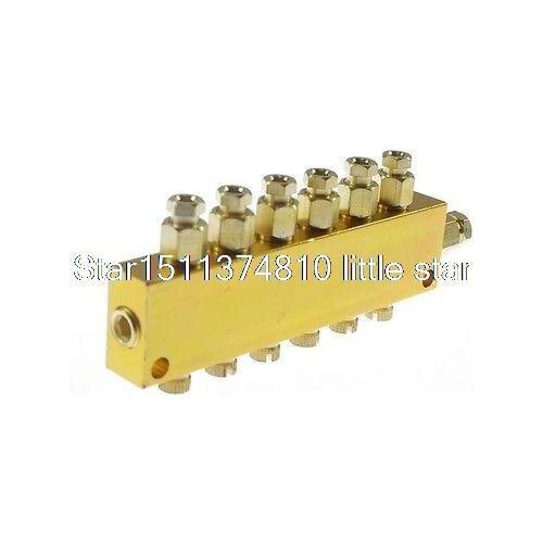1 x Brass 6 Ways Adjustable Oil Distributor Valve Manifold Block 6mm in 4mm out
