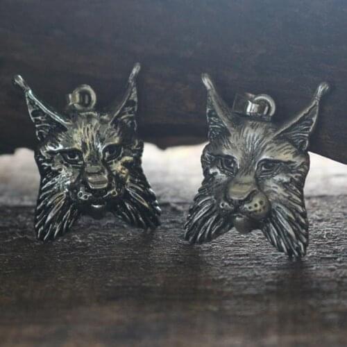 Lanseis 10pcs viking animal LYNX, pendant men necklace Lynx Head Animal Totem.Bobcat Charm cat Jewel Pagan jewelry