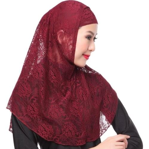 10 Colors Lace plain Hijab Scarf Fashion Wraps Foulard Nylon Maxi Shawls Soft Long Islamic Muslim Scarves hijabs Hat 2pcs Set W4