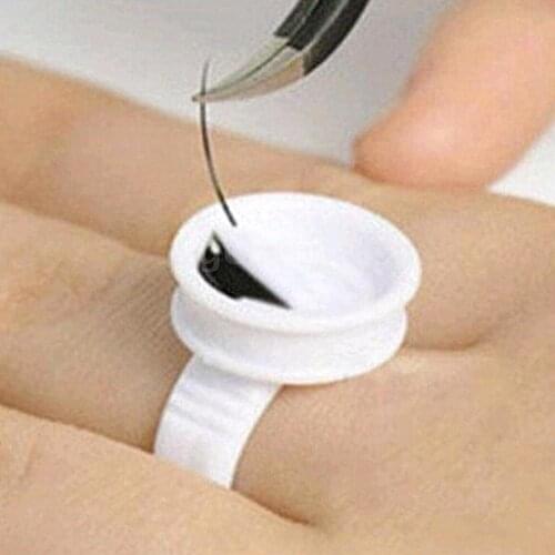 100Pcs Eyelash Pallet Glue Adhesive Holders Eyelash Extensions Storage Rings