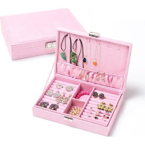 2021 Refinement Suede Jewelry Box Velvet Display Holder Women Storage Case Girls Gift
